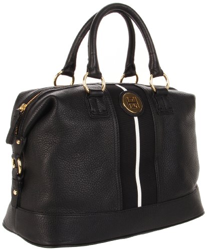 Tommy Hilfiger Th Logo Pebble Leather Bowler Satchel hand bag