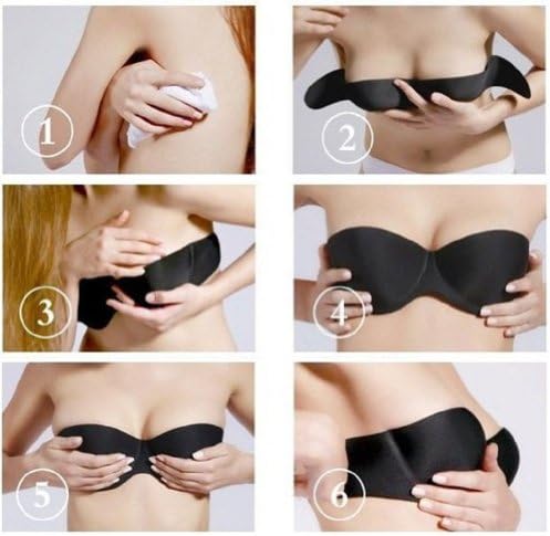 Bundle 3in1 Push up Invisible Self Adhesive Wing Nubra Nu Bra+Nipple Pasties (C Cup, Black)