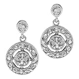 Eva Longoria Dangling circle petite cz diamond silver earrings