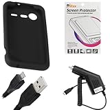 GTMax Black Soft Rubber Silicone Skin Protector Cover Case + Clear LCD Scre ....