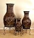 Antique Style Oxidize Set of 3 Metal PLANT VASE with Stand