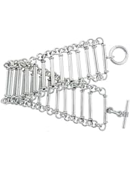 Sterling Silver Bar Bracelet Toggle Clasp Handmade 1 1/4 inch wide , sizes 8, 8.5 & 9 inch