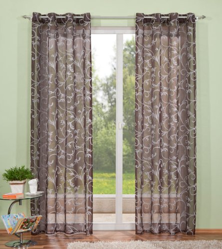 Gardinen Set, 2 x Deko Voile Flock