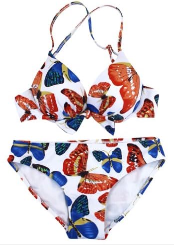 GZYY Women's Retro Butterfly Printed Sexy Push Up Triangles Bikini Set Swimwear