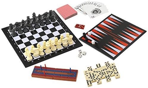 Best 7 in 1 Travel Game Set Adult Kids Man Men Checkers Chess Dominoes Backgammon &amp; Many More Inexpensive Stocking Stuffer Gift Idea Married Couple Family Travelers by Table Top Games