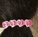 Four Sparkling Fuchsia Crystals on Silver Plated Heart Buttons on French Barrette Hai...