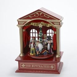 7.5" Nutcracker Suite Animated Red Wooden Christmas Music Box