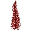 4' Pre-Lit Whimsical Red Spruce Artificial Tinsel Christmas Tree - Red Lights