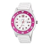 Casio Women's LTP1330-4A1V Sport Glitter Accented White and Pink Resin Strap Watch