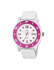 Casio Womens LTP1330-4A1V Sport Glitter Accented White and Pink Resin Strap Watch