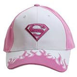 Superman Logo Pink White Flame Graphic Sports Hat One Size Girl Woman