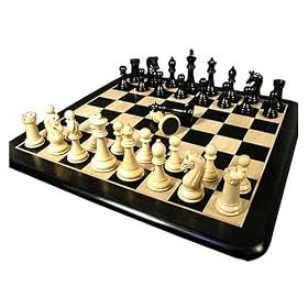 Chetak Ebony Chessmen with Ebony Maple Thick Board Chess Set by 