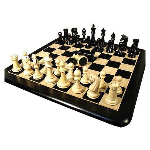 51gO DZMWqL Chetak Ebony Chessmen with Ebony Maple Thick Board Chess Set