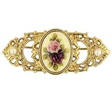 Vintage Collection Gold Tone Filigree Roses Motif Pearl Brooch