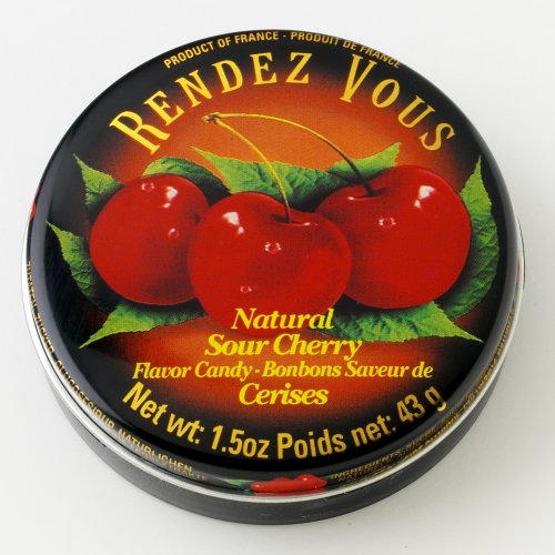 Rendez Vous Sour Cherry All Natural Hard Candy, 1.5-Ounce. Round Tins (Pack of 24) by Hard Candy