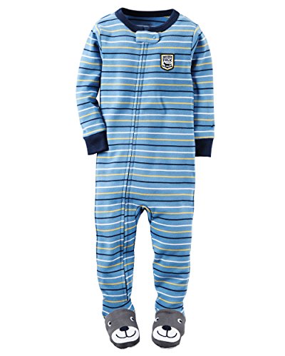 Carter's Baby Boys' Snug Fit Cotton Footie Pajamas (4T, Blue Stripe 