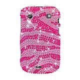 Rhinestones Protector Case for BlackBerry Bold 9900 9930, Hot Pink Zebra Fu ....