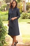 Band-collar Stretch-denim Dress