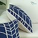 CaliTime Canvas Throw Pillow Cover Case for Couch Sofa Home Decoration Modern Chevron Stem Panels Geometric 18 X 18 Inches Navy Blue