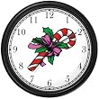 Candy Cane Christmas Theme Wall Clock by WatchBuddy Timepieces (White Frame)