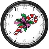 Candy Cane Christmas Theme Wall Clock by WatchBuddy Timepieces (White Frame)
