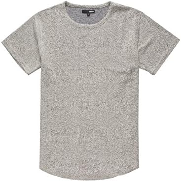 ELWOOD Reverse Terry Curved Hem Mens T-Shirt, Gray, Large