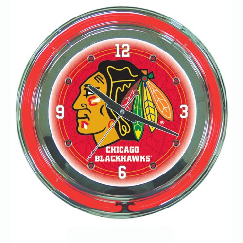 Trademark NHL Chicago Blackhawks 14-Inch Diameter Neon Clock