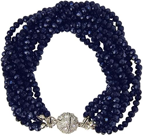 SAACHI accessories Multi String Crystal Bracelet with Magnetic Rhinestone