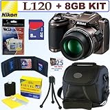 Nikon Coolpix L120 14.1 MP Digital Camera (Bronze) + 8GB Accessory Kit