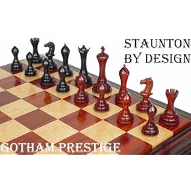 Gotham Prestige Chess Set in Ebony and Red Sandalwood - 4.4 King by thechessstore