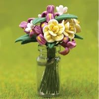 Dollhouse Miniature Peony and Lilac Arrangement