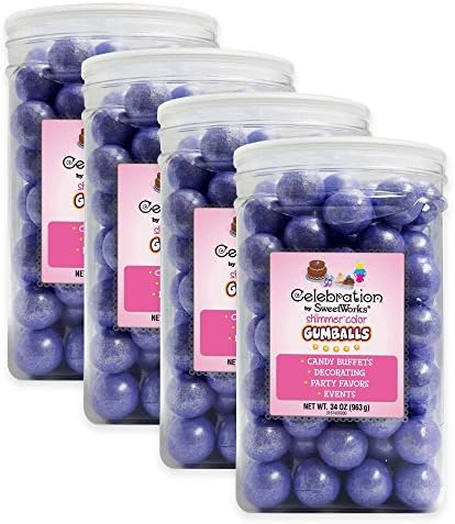 Celebration by Sweetworks® ShimmerTM Gumballs Party Jars in Lavender(Set of 4)