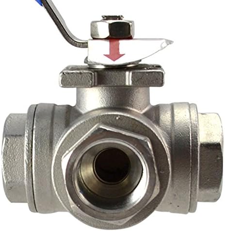 GDZJ 0.5" 1/2" 3-way Ball Valve Port T Type Female NPT Stainless Steel SS 316 WOG1000(US Stock)