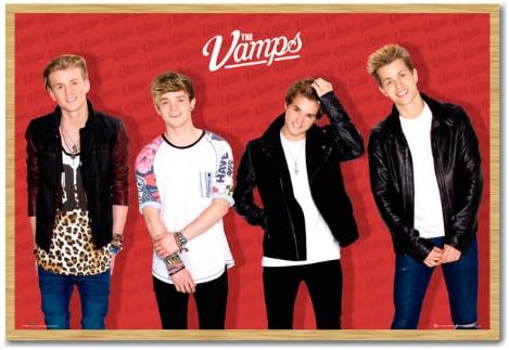 The Vamps Group Red Poster Beech Framed & Satin Matt Laminated - 96.5 x 66 cms (Approx 38 x 26 inches)