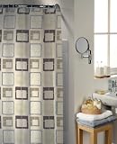 Geometric Chocolate Pvc Shower Curtain Including 12 Curtain Rings