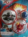 Bakugan Starter Pack~Season 2 Vestroia BAKUGLOW Series. Darkus Alpha Percival, Pyrus Neo-Dragonoid and 1 Aquos Mystery Bakugan. Comes with 3 Bakugan, 3 Metal Gate Cards and 3 Ability Cards
