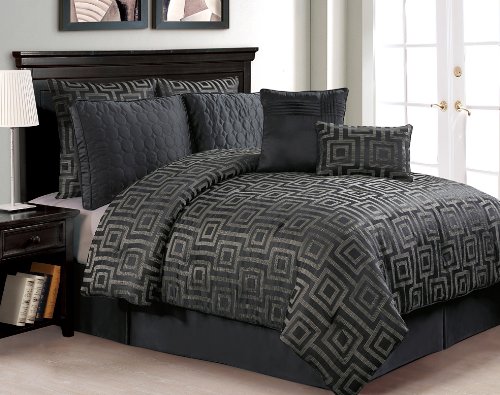 Victoria Classics Geo 8-Piece Queen Comforter Set, Black