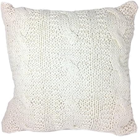 Cable Knit Decorative Down Filled Throw Pillow - Vanilla - 20-in
