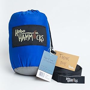 Hobo Hammocks - Full Double Hammock (Free Straps Included) - Parachute Nylon (Big Blue)