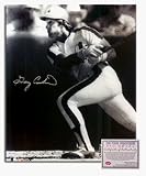 Gary Carter Autographed Swinging Black and White 8 x 10 Photograph (Unframed)