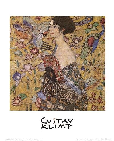 Lady with Fan, c.1917 by Gustav Klimt. Size 7.96 inches width by 7.67 inches height. High Quality Art Poster Print