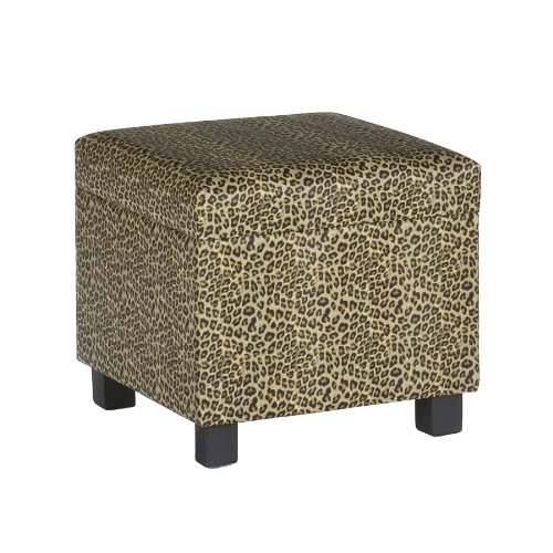 Southern Enterprises, Inc Leopard Faux Leather Storage Ottoman