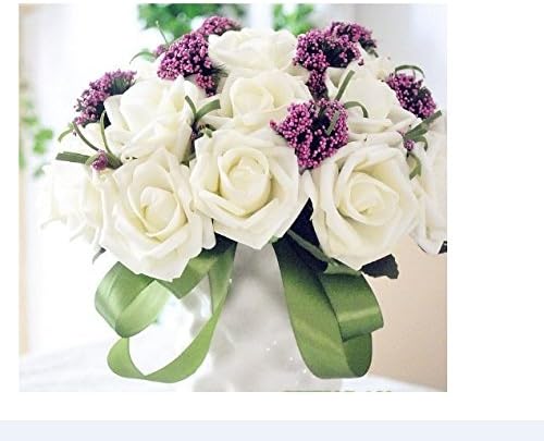 Wedding Fairy 30 Pcs of Roses White&amp;purple Rose Hand Tie Bridal Wedding Bouquet