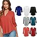Womens V-Neck Chiffon Blouse Solid Loose Casual Cuffed Sleeve Summer Shirt Top S-5XL