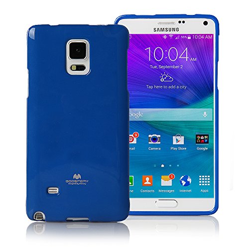 Galaxy NOTE 4 Case, [Ultra Slim Fit] GoosperyÂ® Color Pearl Jelly Case *Slight Pearl Glitter* [Anti-Yellowing + Anti-Discoloring Finish] Premium TPU Cover [Shock Absorption] - Blue