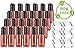 Amber 1 oz Boston Round PET (BPA Free) Bottles with Black Disc Cap Dispenser (24 Pack) + Labels
