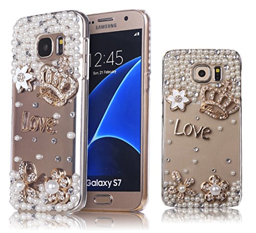 Galaxy S7 Edge Case, Mini-Factory Bling Galaxy S7 Edge Hard Crystal Glitter Diamond Rhinestone Cover - Love Diamond Crown (NOT for Galaxy S7)