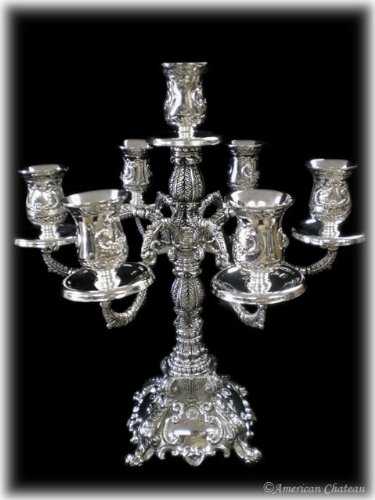 Large Ornate 7-Arm Silver Candle Holder