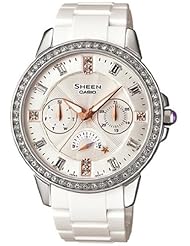 Casio Womens Sheen SHE3023-7A Silver Resin Quartz Watch with Silver Dial
