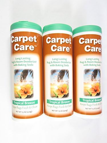 Carpet Care - Long Lasting Carpet & room Deodorizer With Baking Soda - Tropical Breeze (3- 15 Oz. canisters)